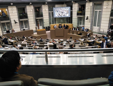 Groep boeren woont stikstofdebat bij in Vlaams parlement