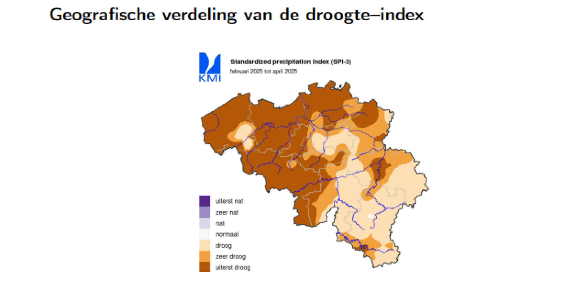 Geografische verdeling van de droogte-index_KMI