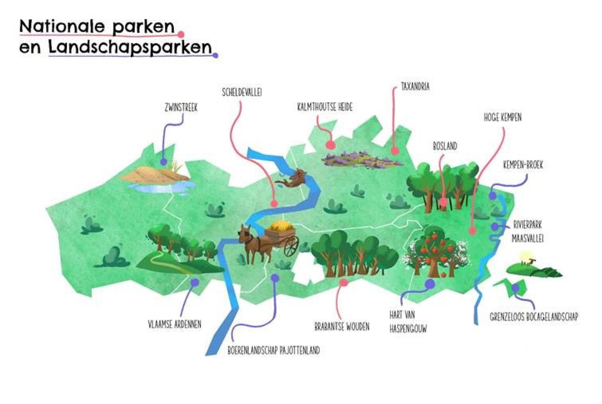 kaart nationale parken landschapsparken