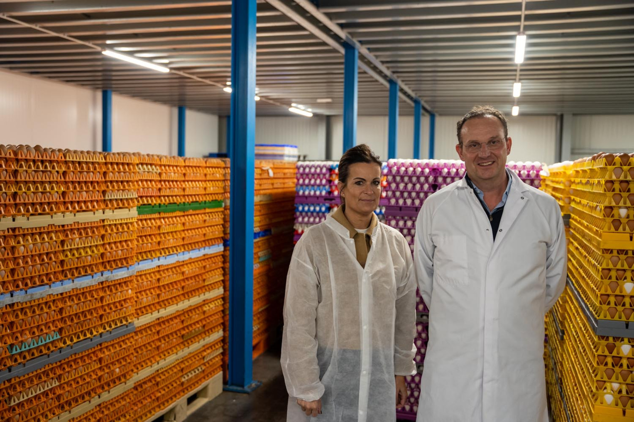 Katrien Vandenbogaerde, Pond’Or, en Jan Vande Wiele, , voorzitter van de Unie der Belgische Eierproductenindustrie.
