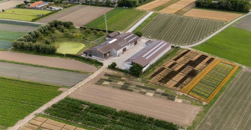 Luchtfoto huidig proefbedrijf biologisch landbouw Inagro_Ilse Louwagie