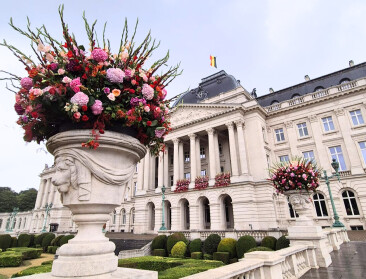 Siertelers versieren Koninklijk Paleis met 12.500 bloemen voor Nationale Feestdag