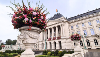 Siertelers versieren Koninklijk Paleis met 12.500 bloemen voor Nationale Feestdag