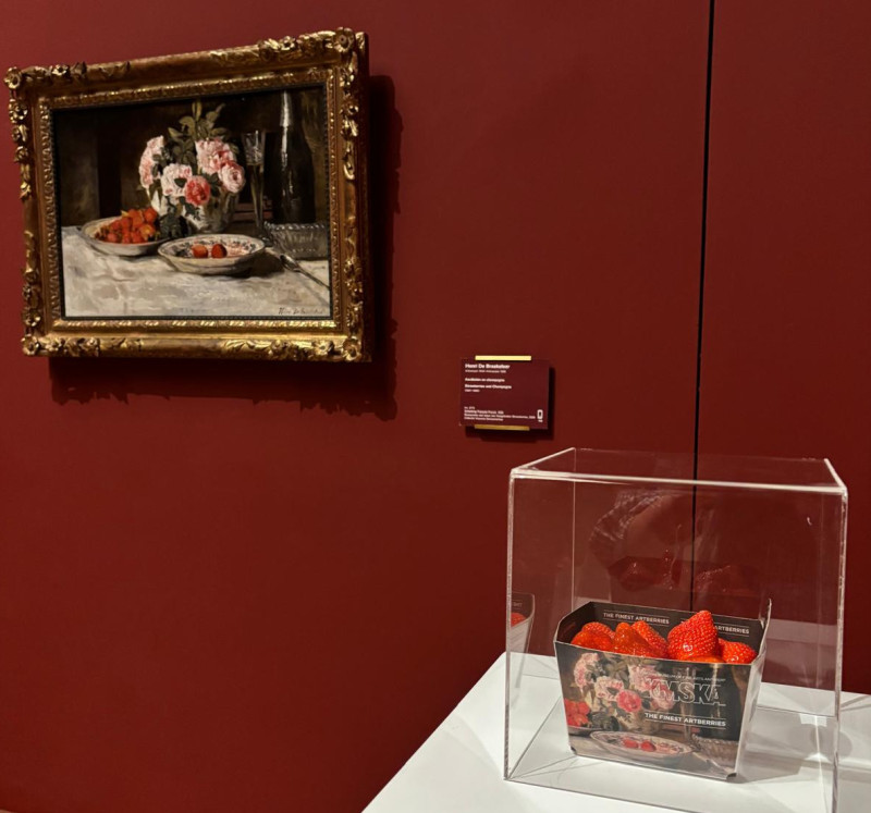 Kunstwerk Aardbeien met champagne