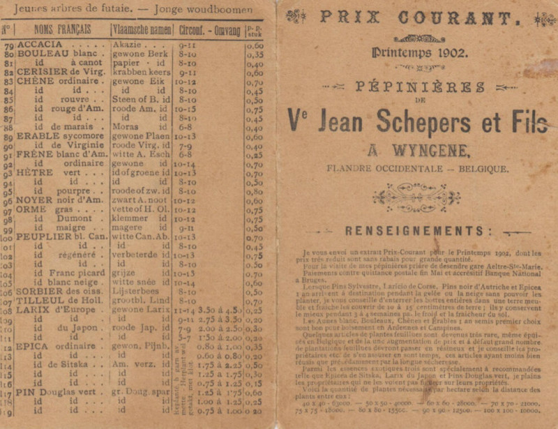 Prijslijst Schepers